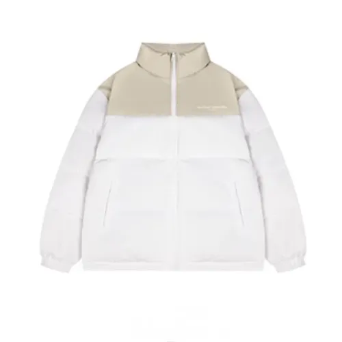 ATRY Letter Slogan Stitching Contrast Color Down Coat