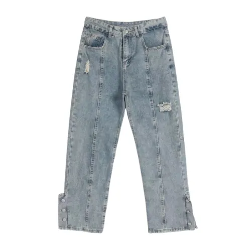 Trendy Zipper Hole Jeans