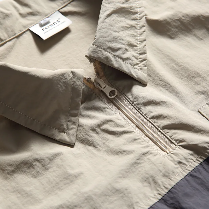 Contrast Color Stitching Pocket Decorative Lapel Shirt-2