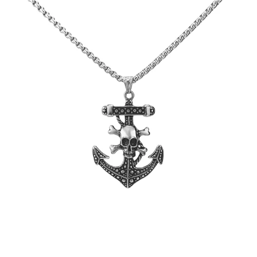 Skull Anchor Stainless Steel Necklace