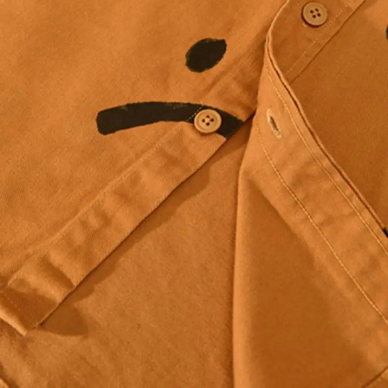 Loose Casual Shirt with Smiley Print-4