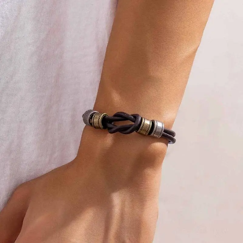 Leather Retro Ring Bracele-1