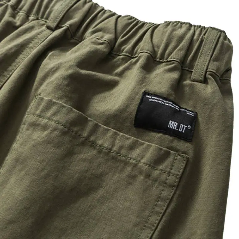 Solid Color Drawstring Casual Pants-4