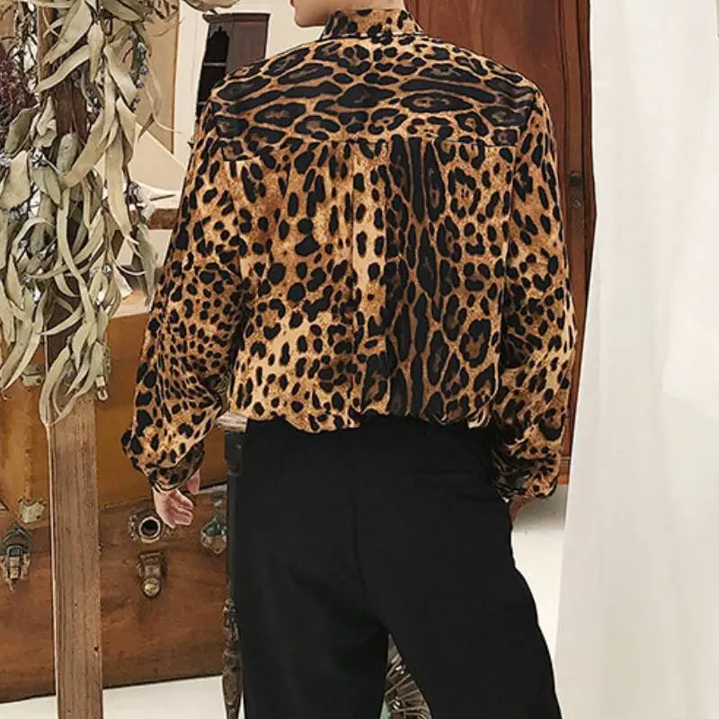 Trendy Leopard Print Long Sleeved Shirt-3