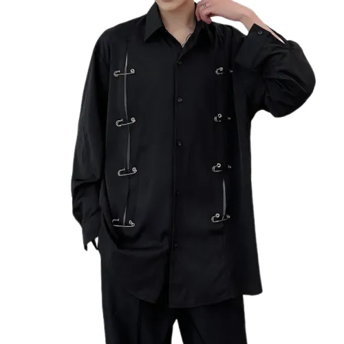 Detachable Metal Buckle Deconstructed Splicing Shirt