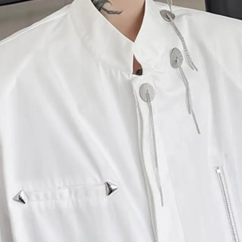 Dark Style Stand Up Collar Shirt-5