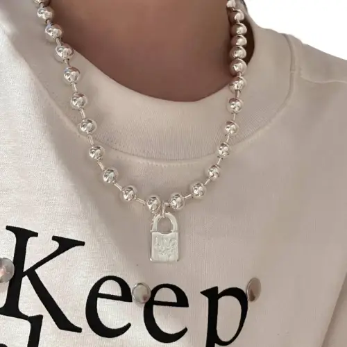 Metal Ball Lock Pendant Necklace