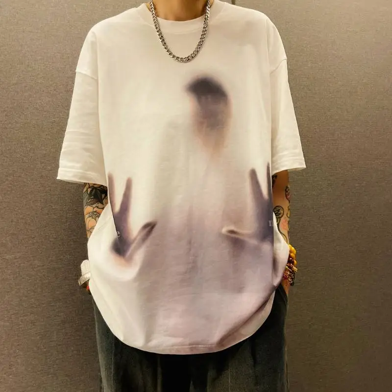 New Fashion Brand Fuzzy Figure Short sleeved T shirt Swag OOTD-4