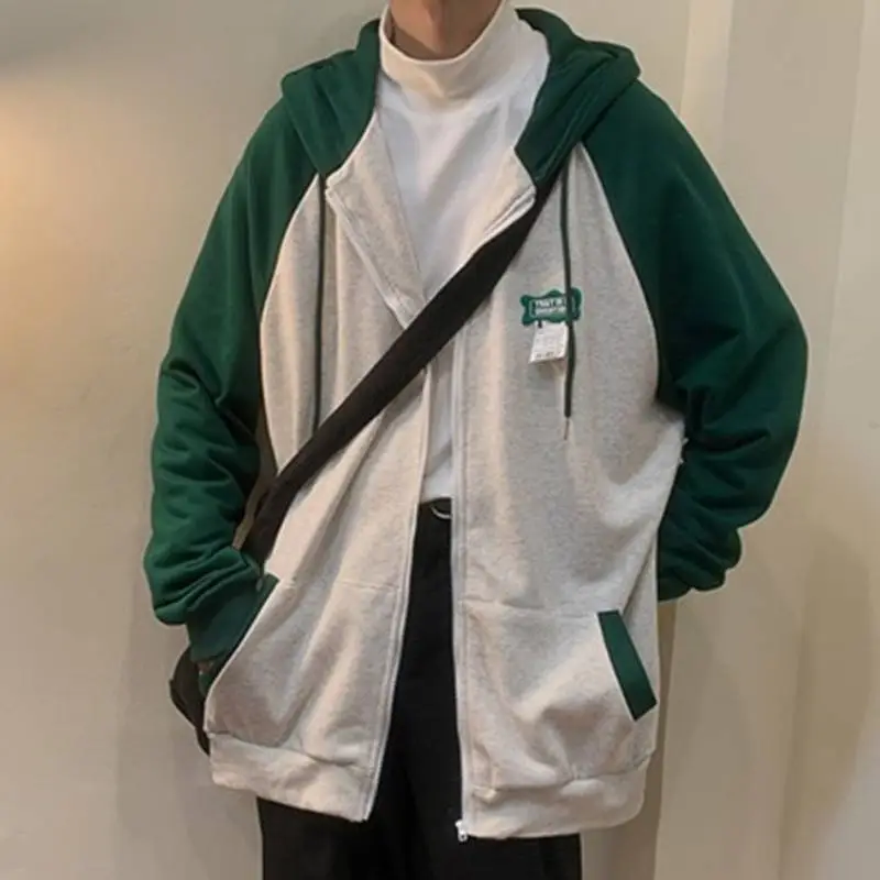Casual Hooded Jacket with Splicing Design-9