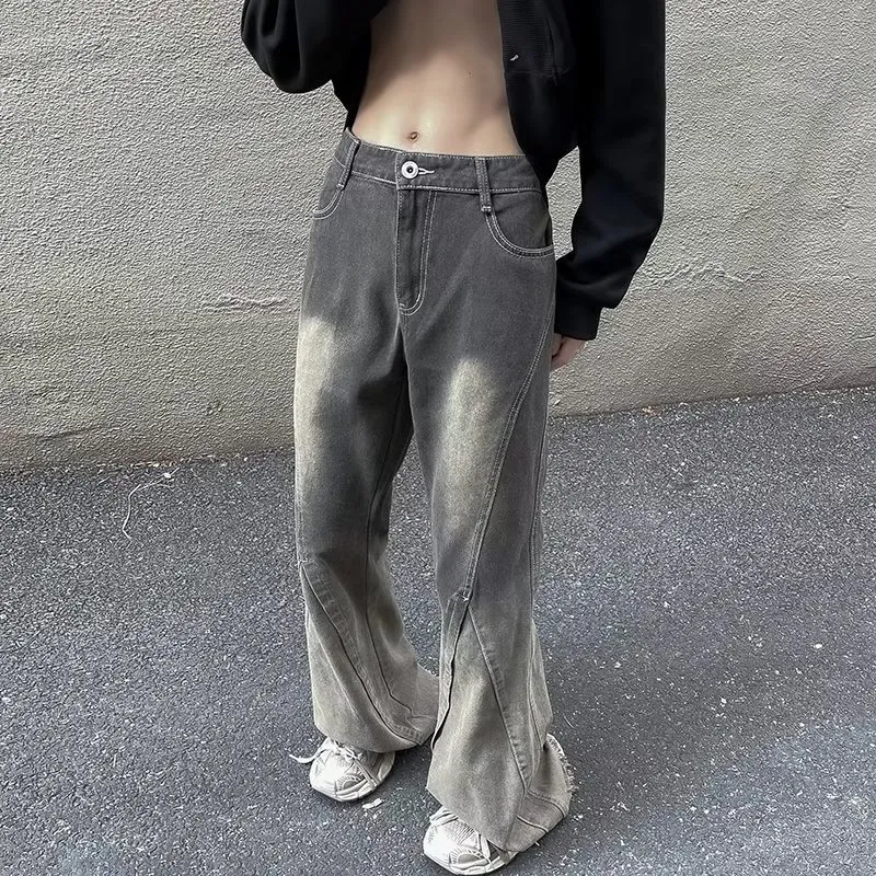 Retro Raw Edge Gradient Jeans-2