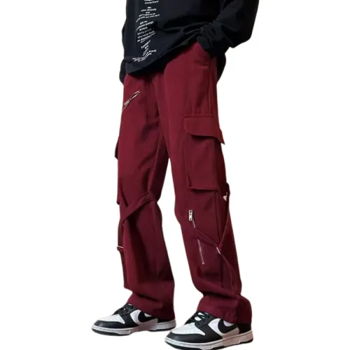 Zipper Multi-Pocket Crock Pants