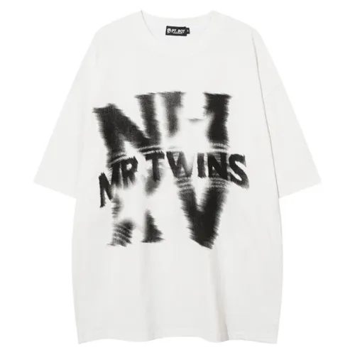 Hip-Hop Virtual Letter Print T-Shirt