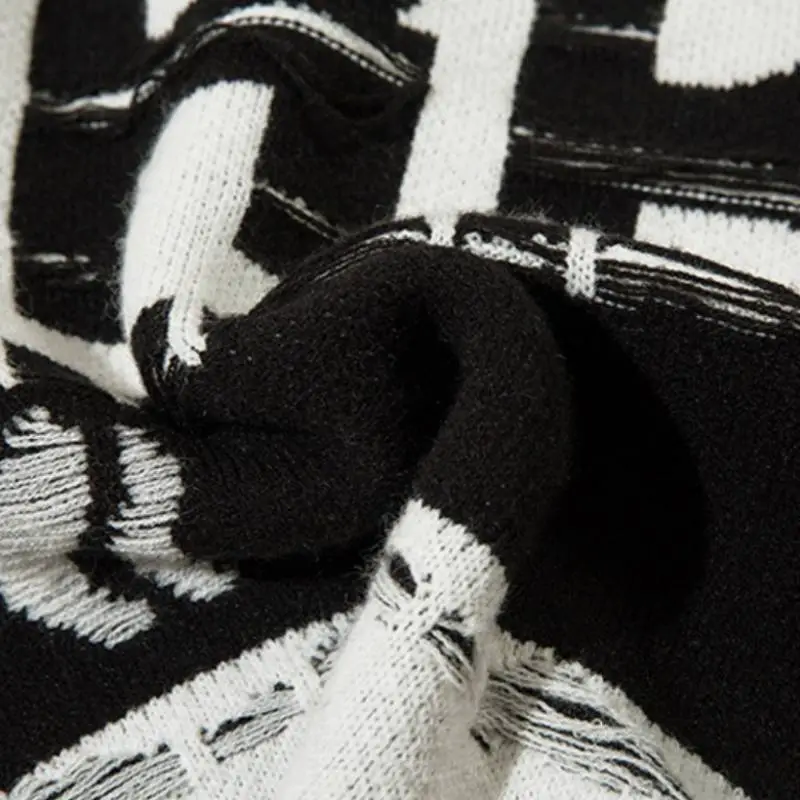 Trendy Personalized Hip Hop Loose Lazy Style Knitted Sweater-4