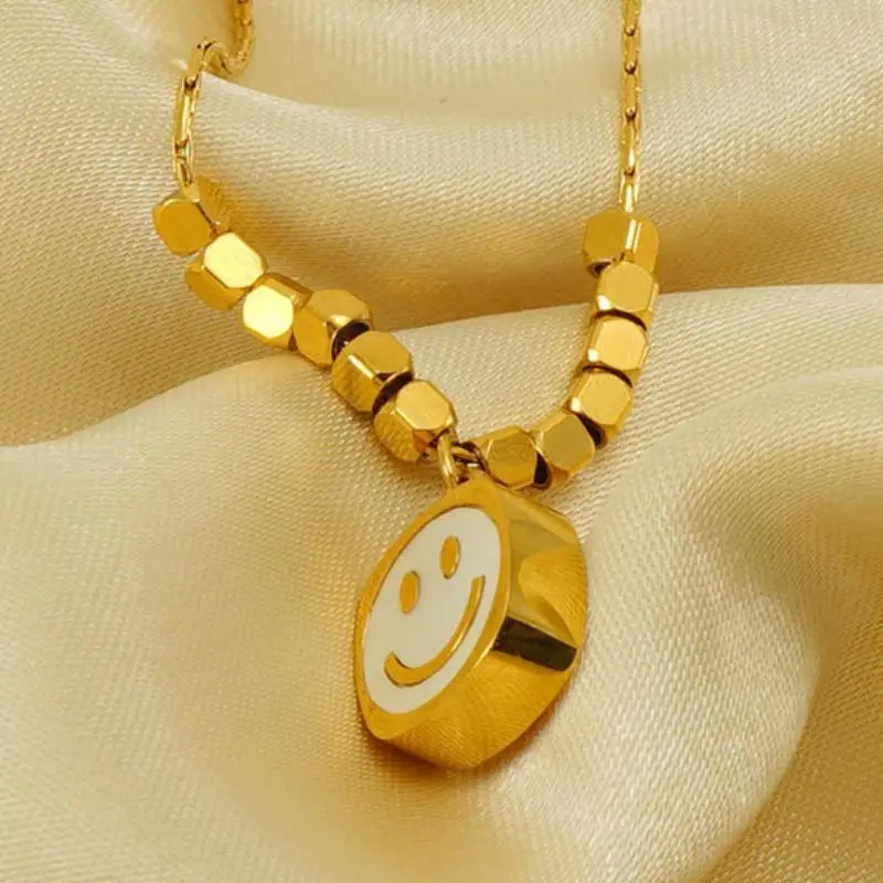 Titanium Steel Smiley Face Necklace-2