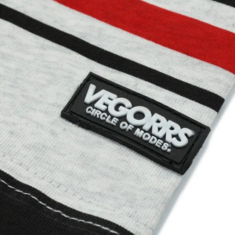 Oversize Contrast Color Striped Short Sleeved T Shirt-2