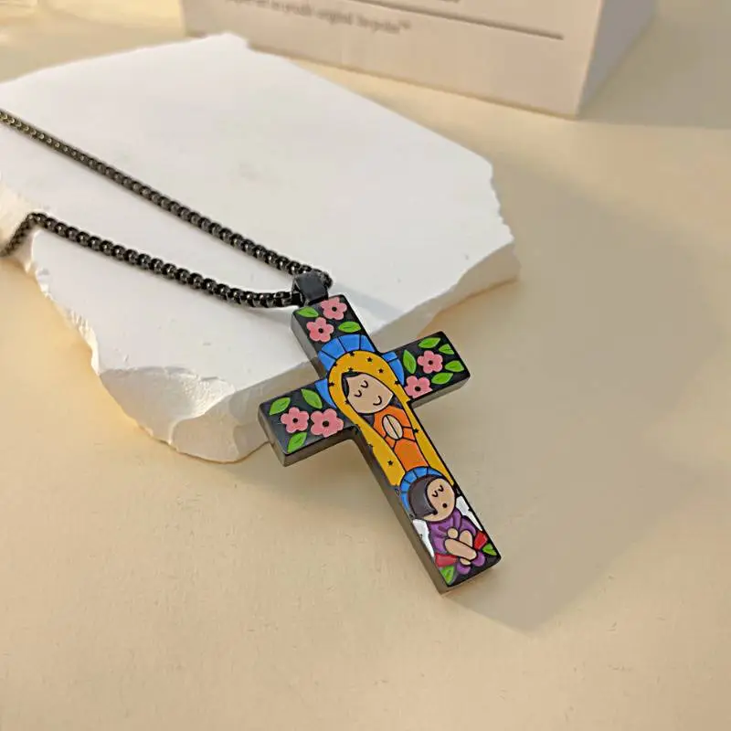 Retro Cross Hip hop Titanium Steel Necklace-4