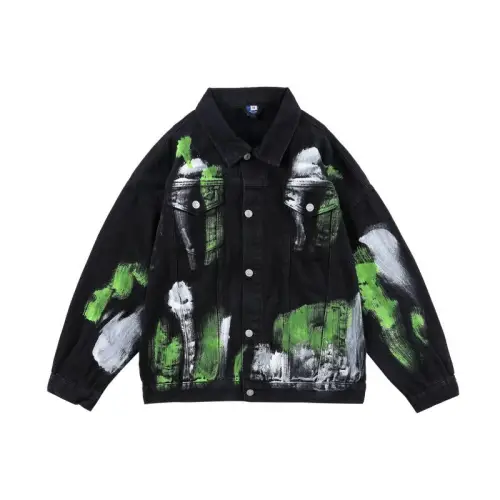 Casual Loose Multi-Pocket Tie-Dye Splash Ink Jacket