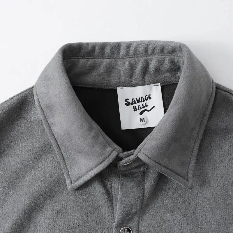 Loose Casual Metal Suede Shirt-3