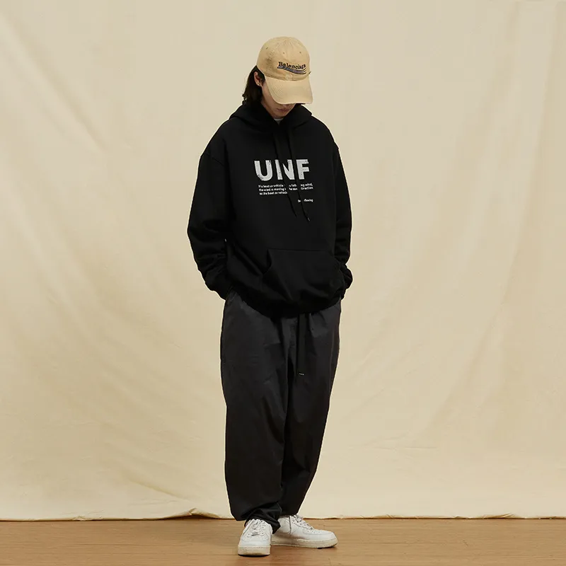 Fleece lined Letter Printing Hoodie-2