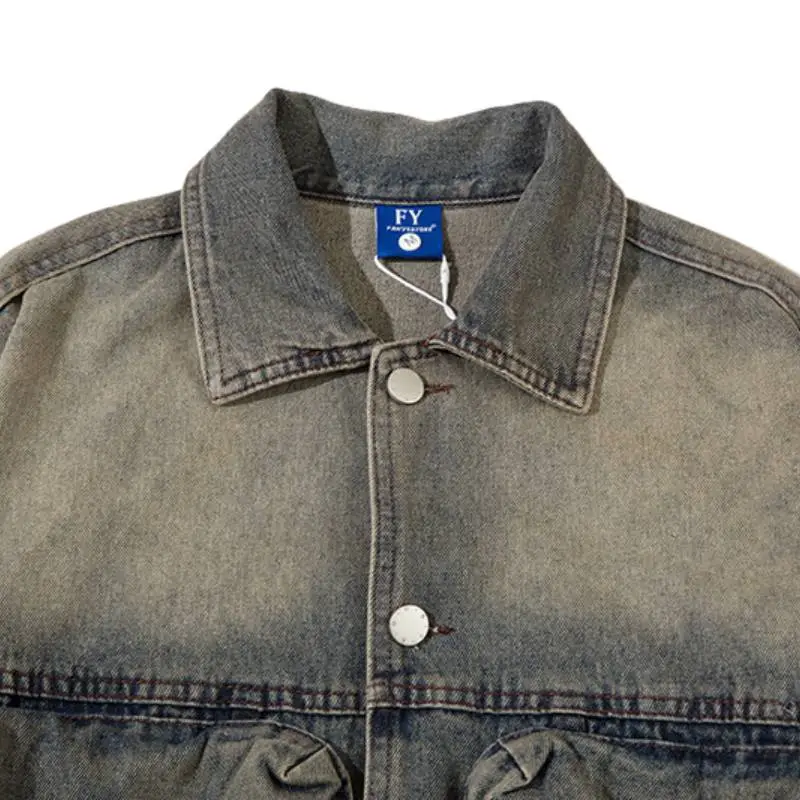 New Style Retro Washed Distressed Denim Jacket-2