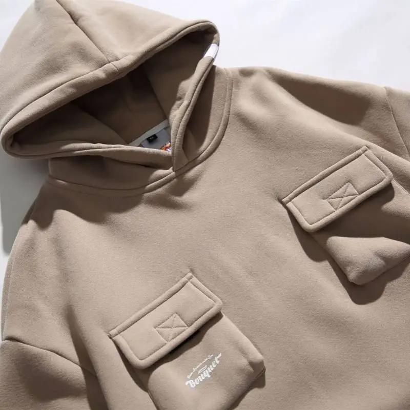Fleece lined Heavy Hooded Trendy Brand Thickened Top-3