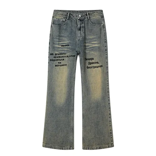 PASET Street slogan embroidered jeans