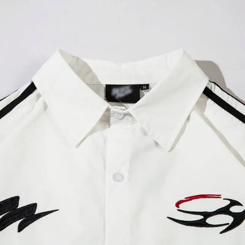 Embroidered Lapel Casual Shirt-2