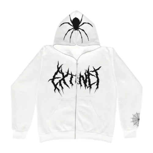 Spider Print Gothic Hoodie Dark Sweatshirt