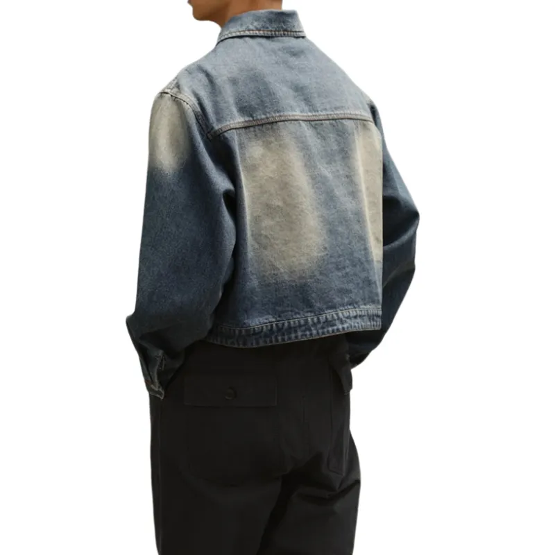 American Style Cleanfit Style Vintage Loose Washed Laps Tooling Denim Jacket Jacket-3