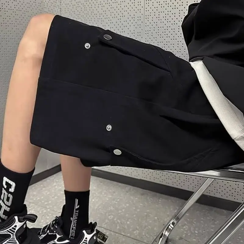 Retro Casual Shorts with Splicing-2
