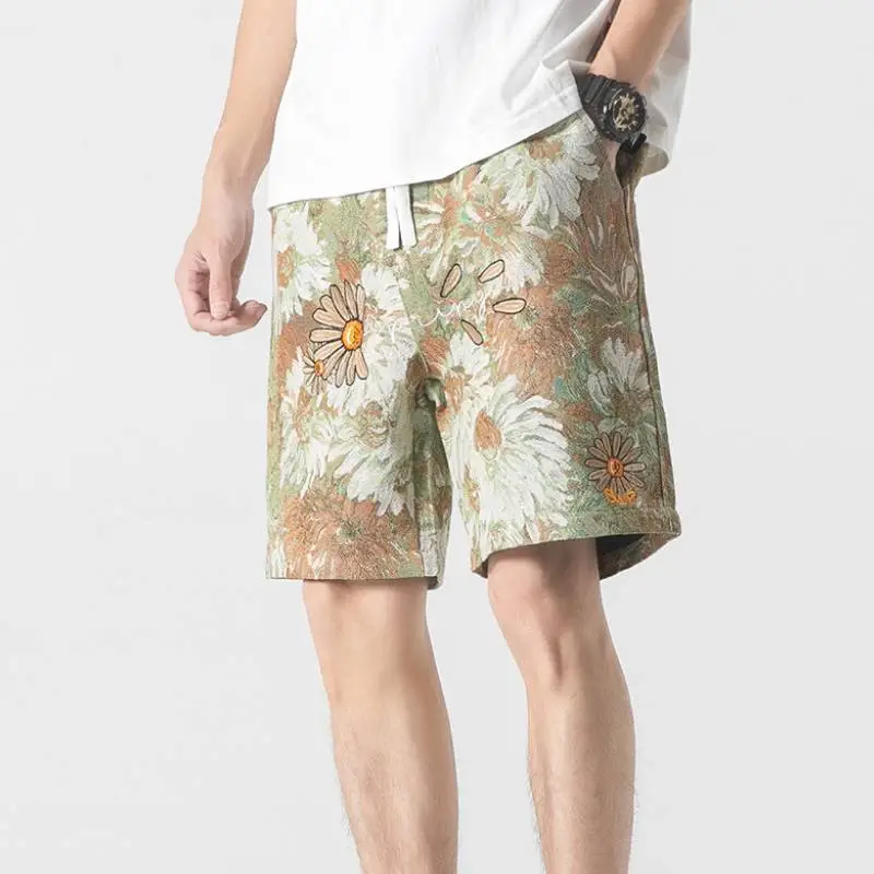 Casual Beach Loose Printed Straight Sports Pants-4
