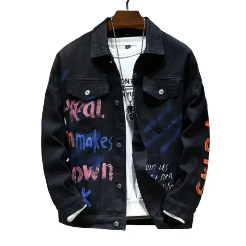 Hand-Painted Letters Denim Jacket