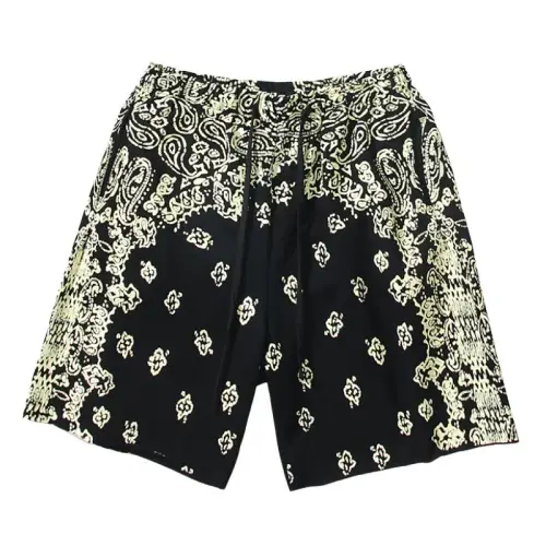 High Street Cashew Flower Pattern Drawstring Casual Shorts