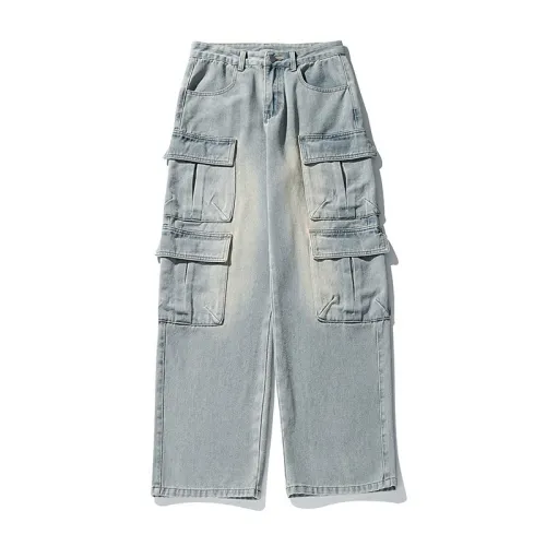 Multi-Pocket Design Sense Washed Old Jeans