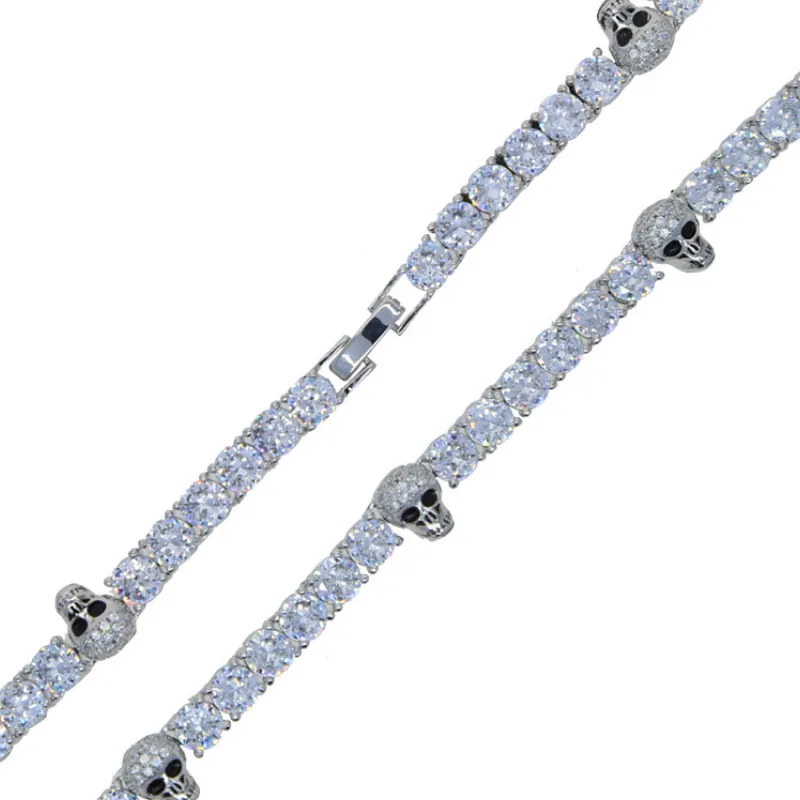 Zircon Chain Skull Necklace-3