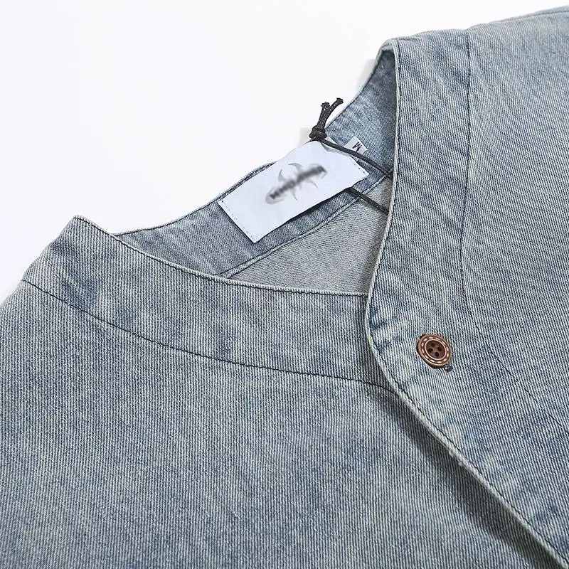 Embroidered Gradient Denim Vest-2