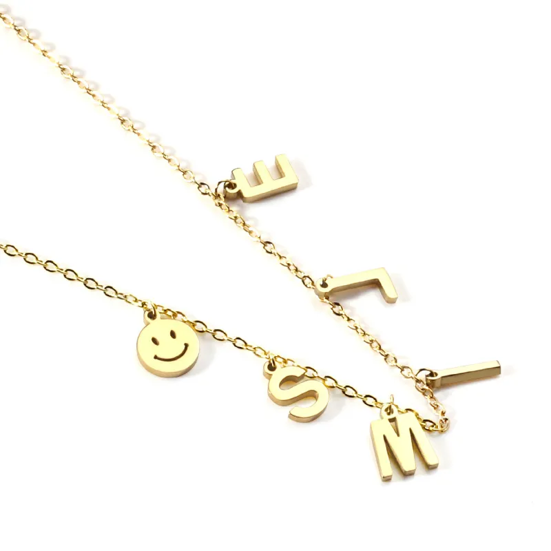 Letter Shaped Stainless Steel Pendant Necklace-2