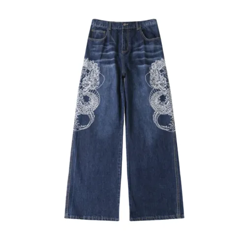 Retro Embroidered Cleanfit Straight Jeans