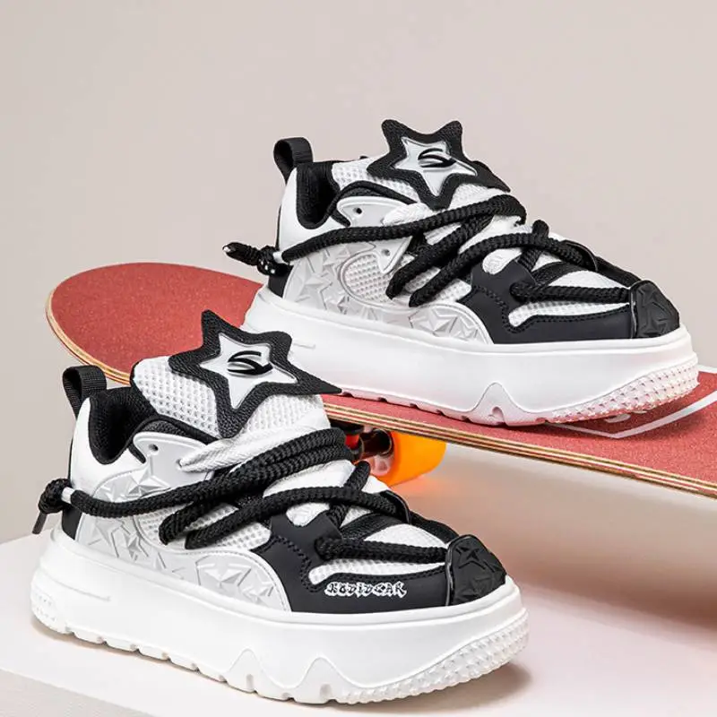 Low Platform Mesh Stitching Leather Sneaker-6