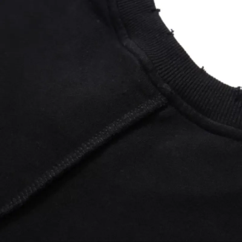 Solid Color Simple Distressed Long Sleeve Sweatshirt-13