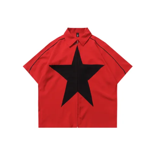 Color Matching Design Zipper Star Stitching T-shirt swag OOTD