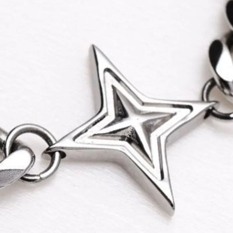Star Necklace Trendy Hip Hop Titanium Steel-4