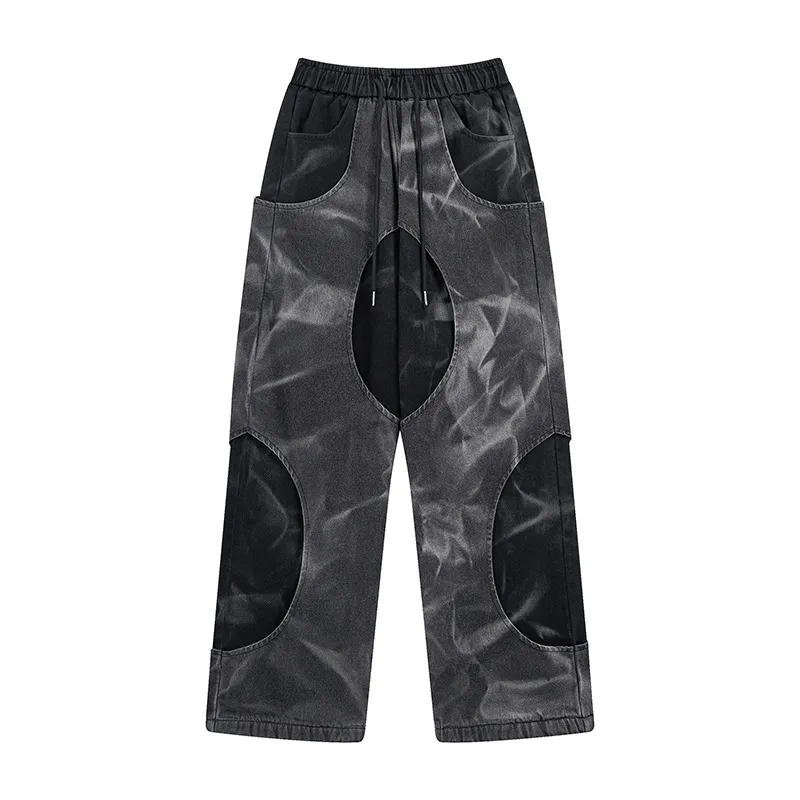 Fake Two-Piece Straight Jeans - POIZON