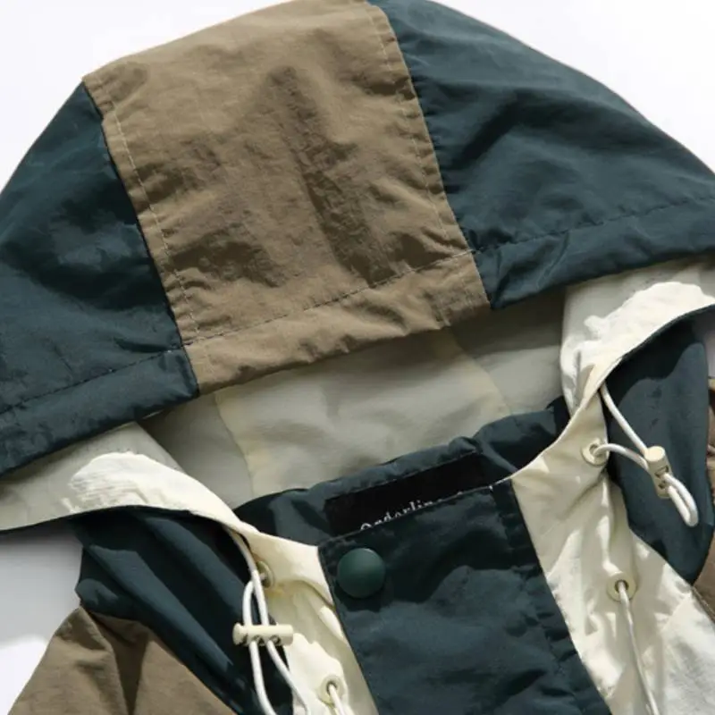 Retro Color Split Jacket Loose Casual Jacket-2