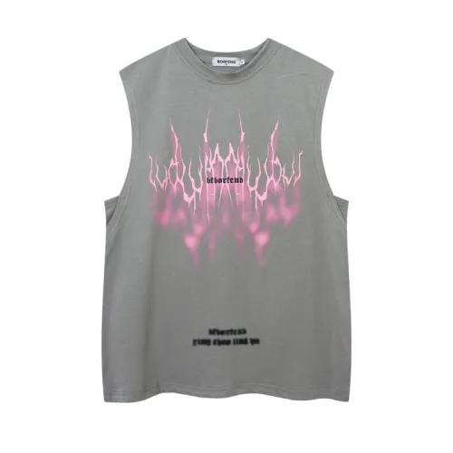 High Street Tide Abstract Flame Print Casual Sports Vest