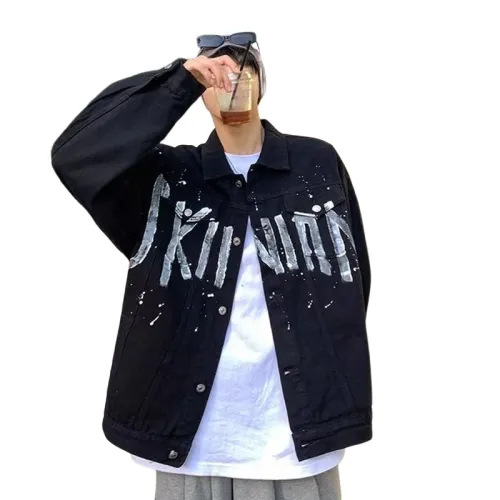 Splash-ink Black Denim Jacket