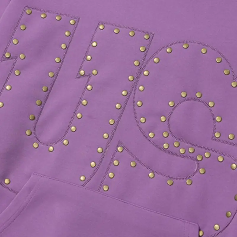 Street Rivet Letter Design Hoodie-4