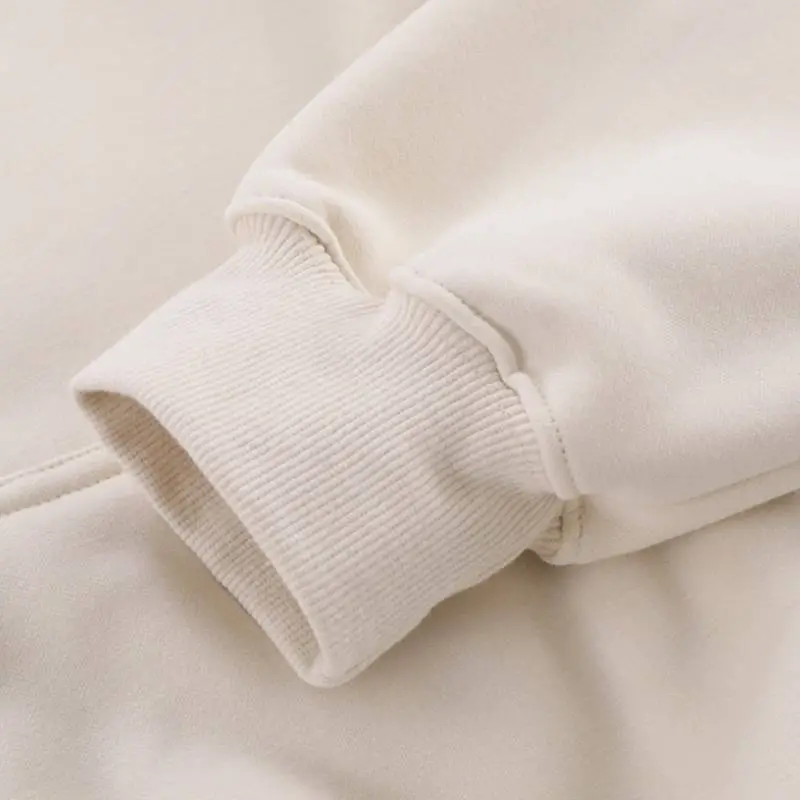 Letter Printed Fleece lined Loose Crewneck Hoodie-4