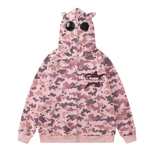 New Style Funny Sunglasses Camouflage Cardigan Hooded Sweater