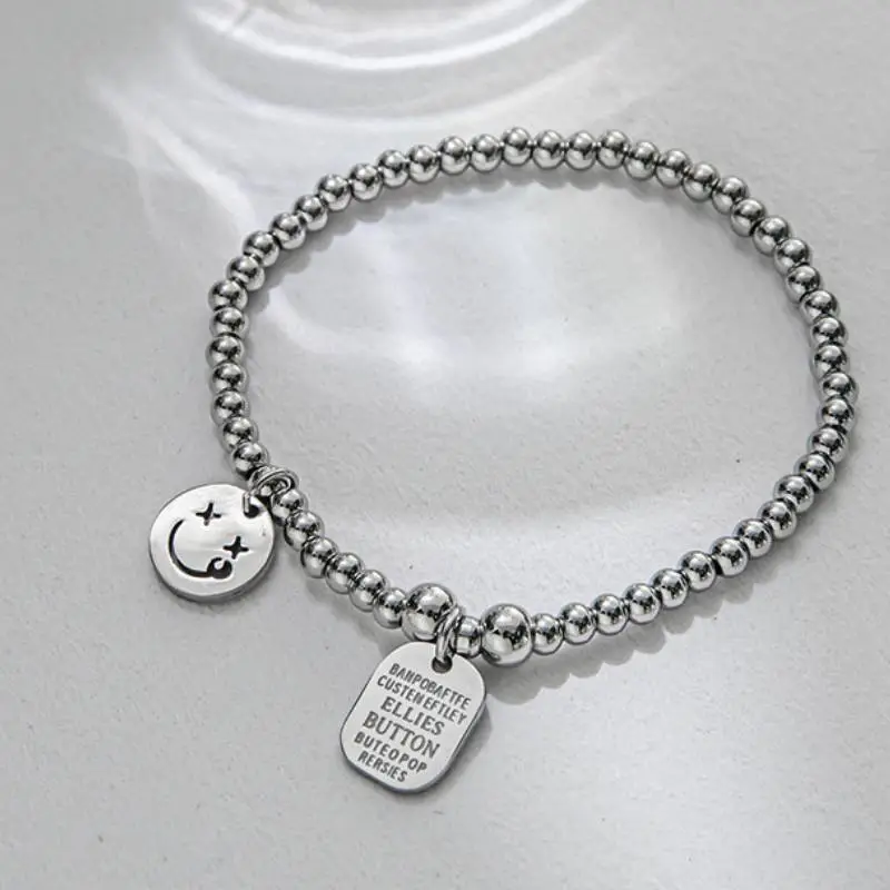 Trendy Smiley Face Titanium Bracelet-3